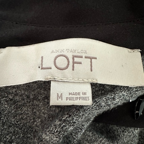 LOFT Ann Taylor Gray Shift Dress Jersey Embellished Peter Pan Collar Size Medium - Picture 14 of 16